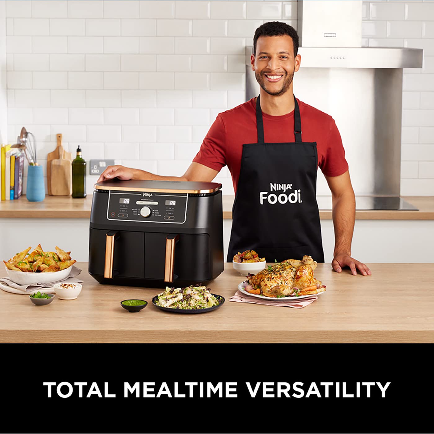 Ninja Foodi MAX Dual Zone Air Fryer, Amazon Exclusive, Tongs, 2 Drawers, 9.5L