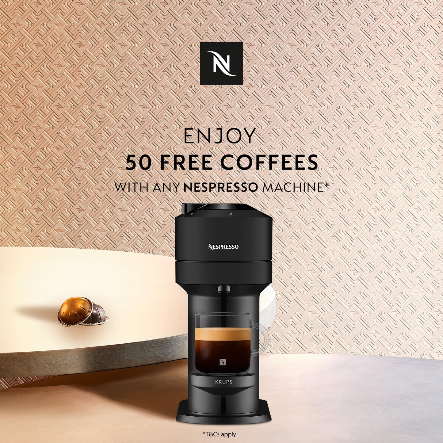 Nespresso Vertuo Next Coffee Pod Machine, Centrifusion Technology, Wi-Fi and Bluetooth Enabled