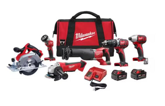 Milwaukee M18 6pc Cordless Lithium-Ion Tool Combo Kit (2696-26)
