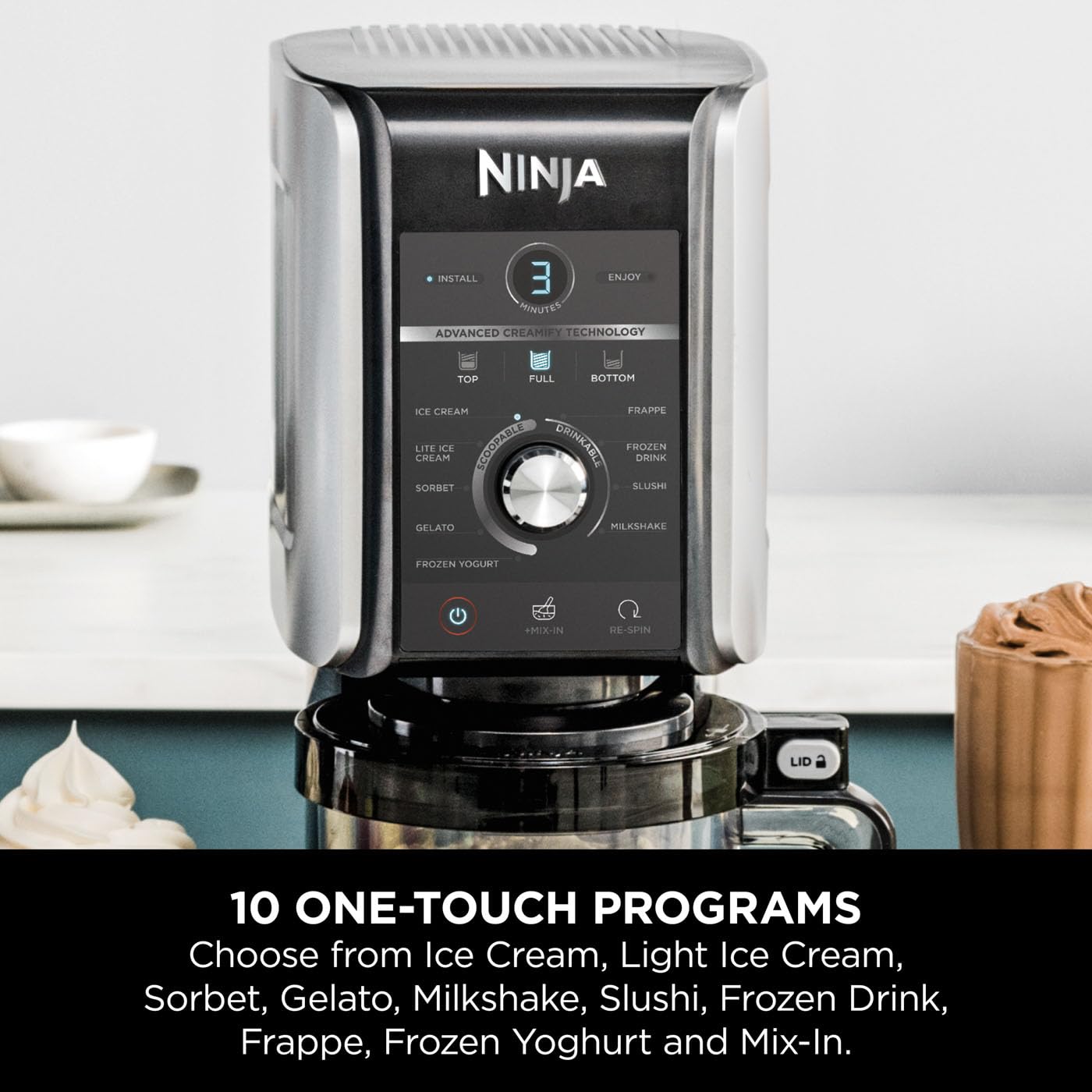 Ninja CREAMi Deluxe Ice Cream Maker & Frozen Dessert Maker with 3 Tubs, 10 Functions