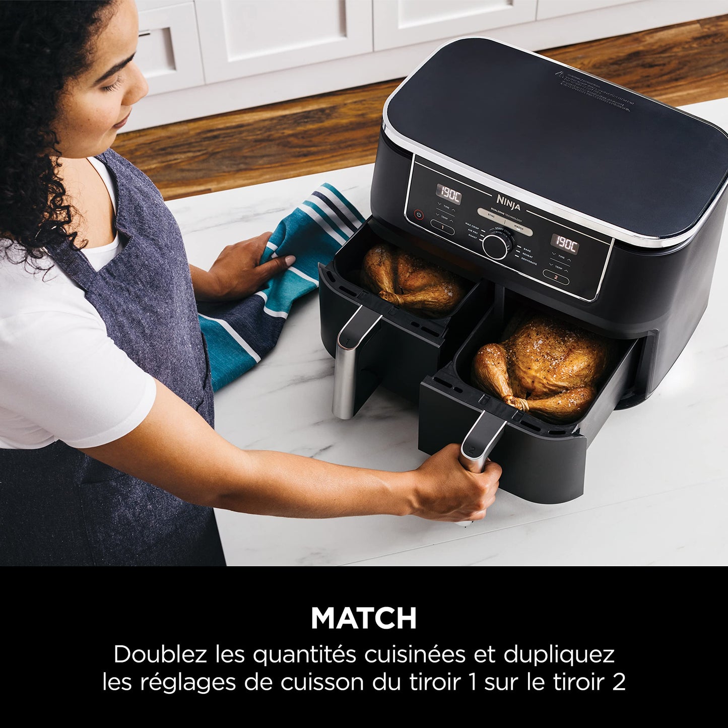 Ninja Foodi MAX Dual Zone Hot Air Fryer [AF400EU] 9.5 L Capacity, 2 Compartments